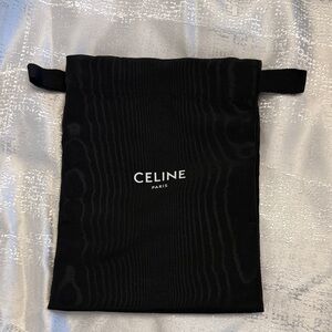 Celine Black Drawstring Pouch with White Logo